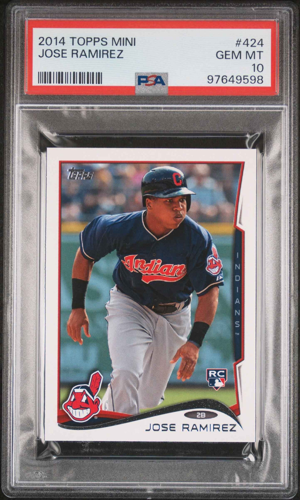 Graded 2014 Topps Mini Jose Ramirez #424 Rookie RC Baseball Card PSA 10 Gem Mint