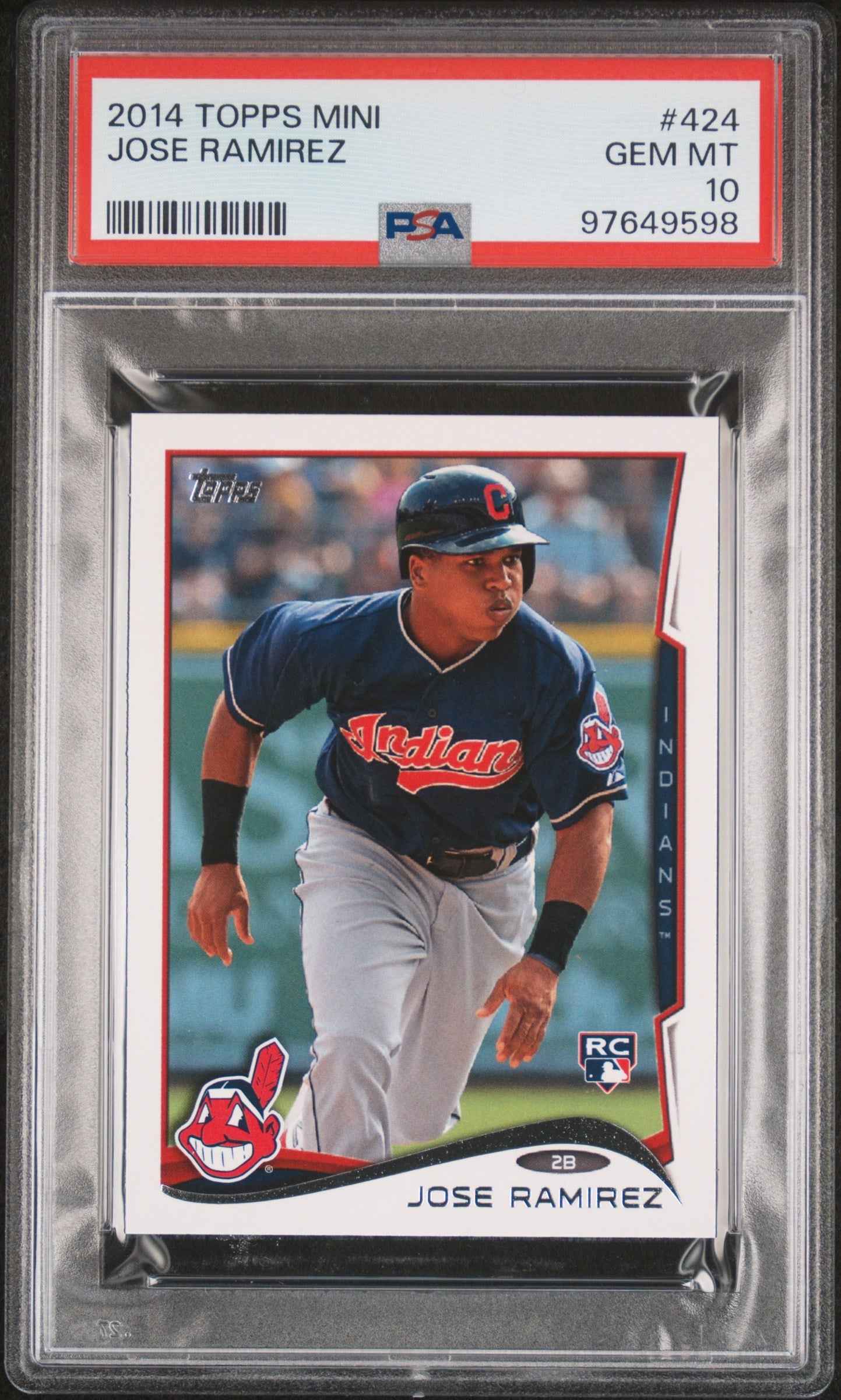 Graded 2014 Topps Mini Jose Ramirez #424 Rookie RC Baseball Card PSA 10 Gem Mint