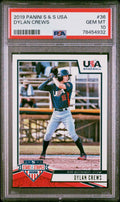 Graded 2019 Panini Stars & Stripes USA Dylan Crews #36 Rookie RC Baseball Card PSA 10 Gem Mint