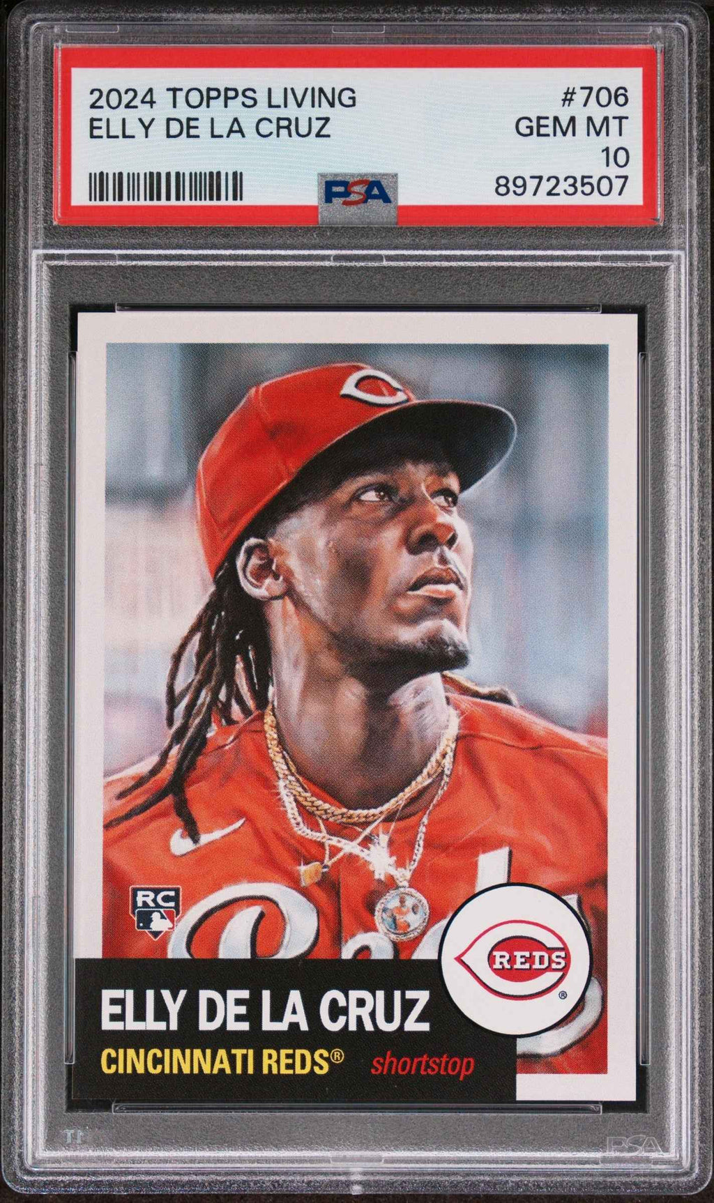 Graded 2024 Topps Living Elly De La Cruz #706 Rookie RC Baseball Card PSA 10 Gem Mint