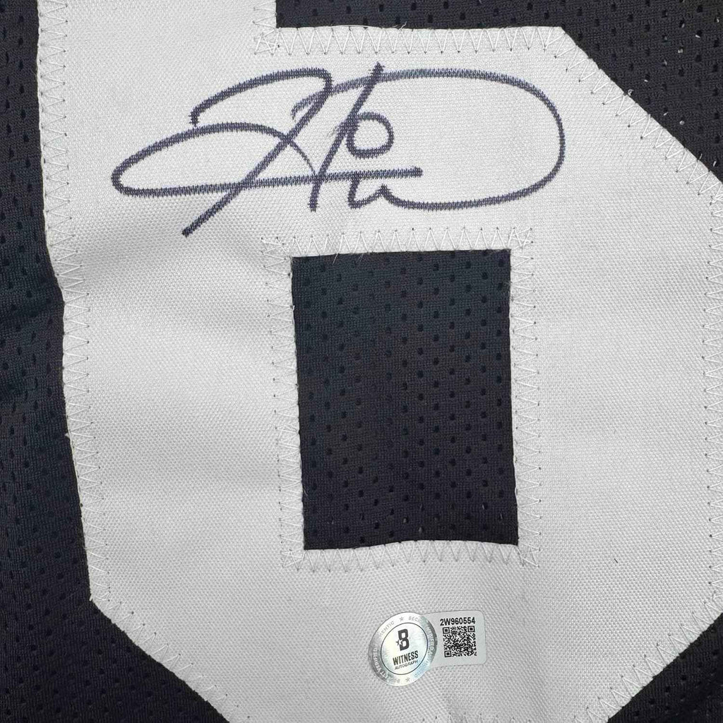 Framed Autographed/Signed Hines Ward 35x39 Pittsburgh Black Retro Football Jersey Beckett BAS COA