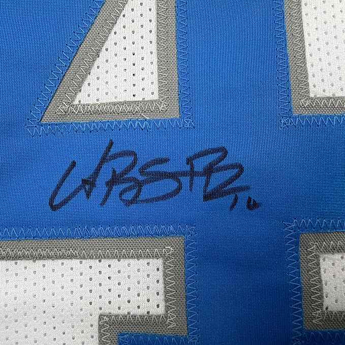 Framed Autographed/Signed Amon-Ra St. Brown 35x39 Detroit White Football Jersey Beckett BAS COA