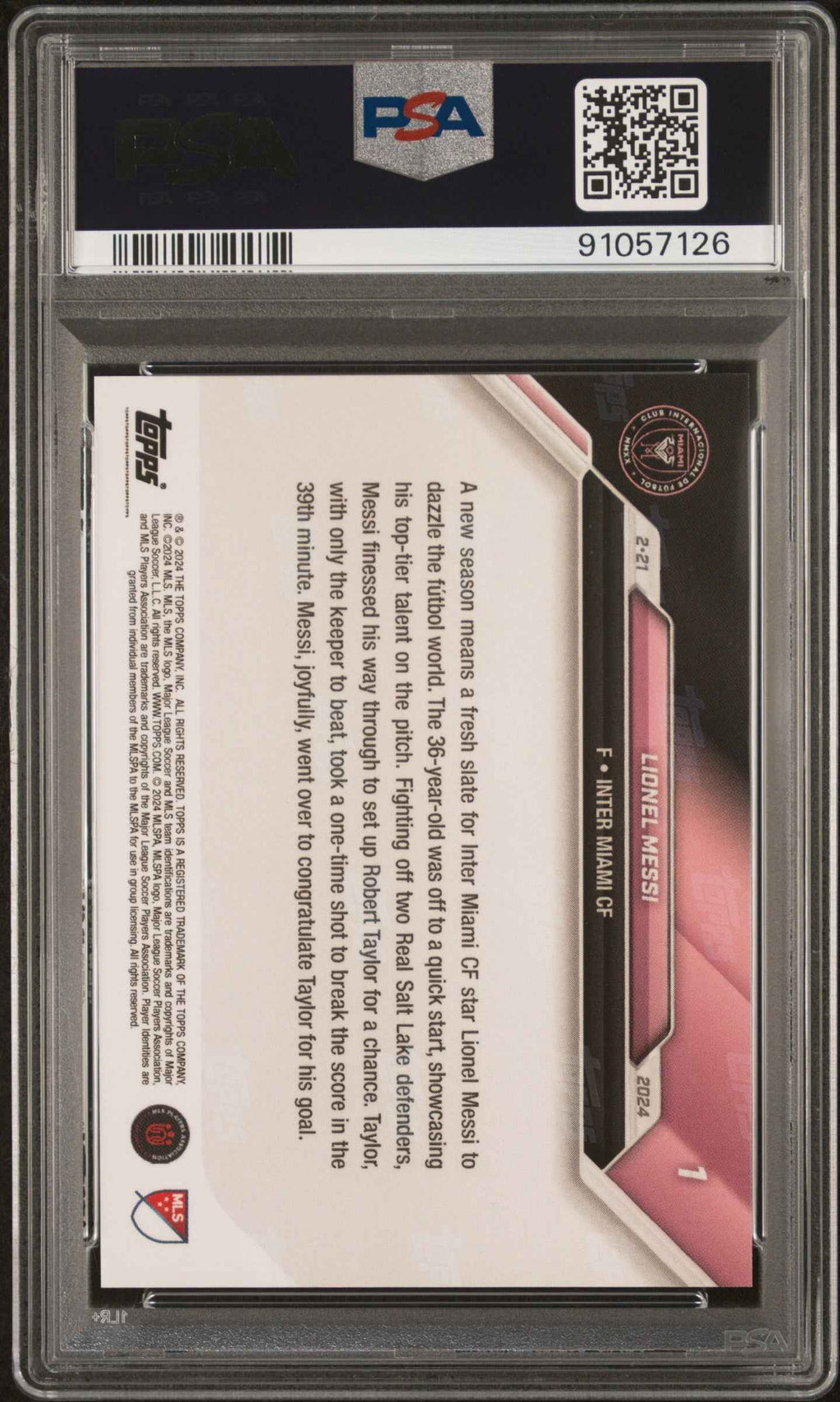 Graded 2024 Topps Now MLS Lionel Messi #1 Maestro Creates 1st Goal of 2024 MLS Season Opener Soccer Card PSA 10 Gem Mint