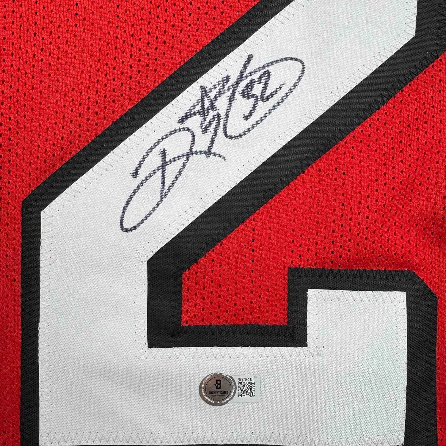 Framed Autographed/Signed Ricky Watters 35x39 San Francisco Alternate Red Football Jersey Beckett BAS COA