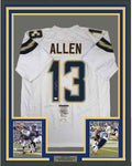 Framed Autographed/Signed Keenan Allen 35x39 Los Angeles LA Chargers White Football Jersey JSA COA
