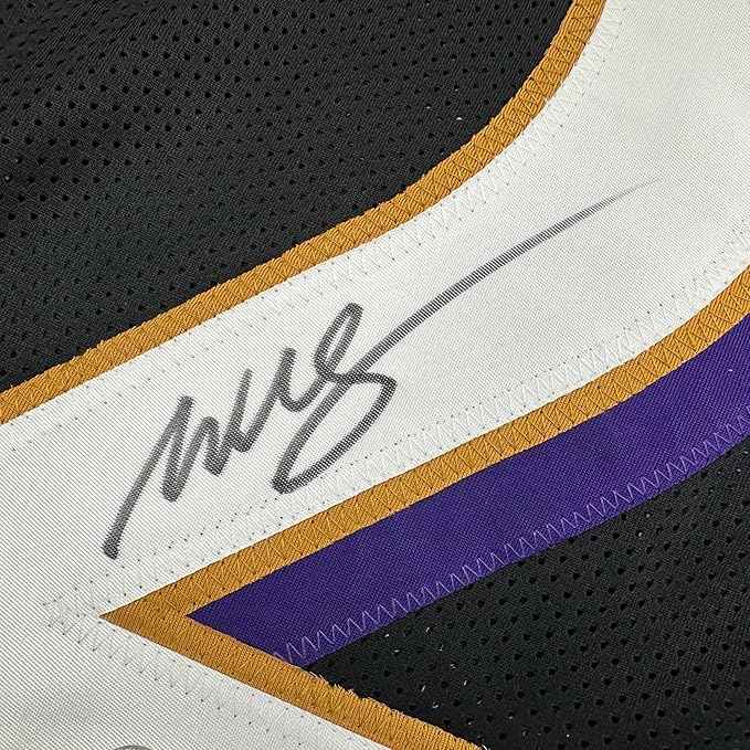 Framed Autographed/Signed Willis McGahee 35x39 Baltimore Black Football Jersey Beckett BAS COA