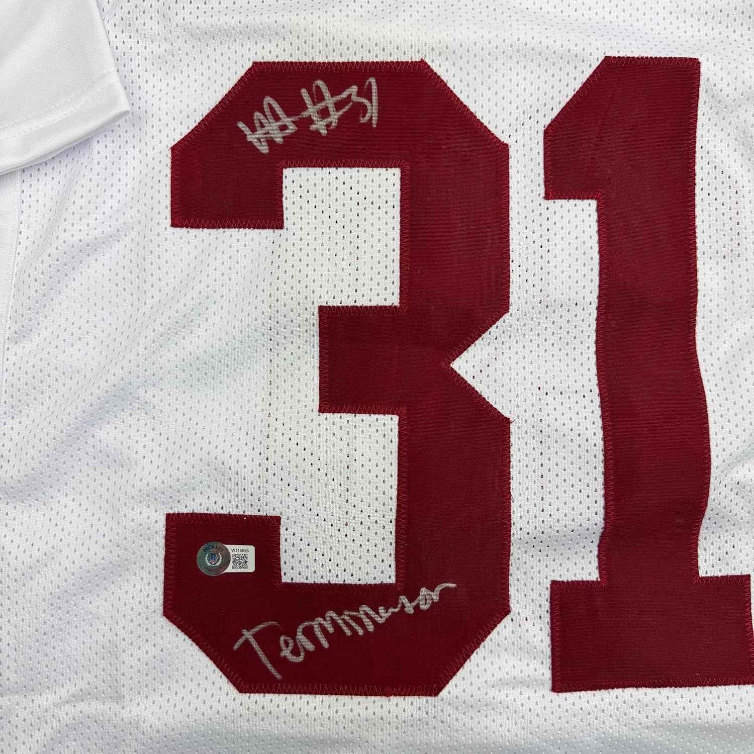 Framed Autographed/Signed Will Anderson "Terminator" 35x39 Alabama White College Football Jersey Beckett BAS COA
