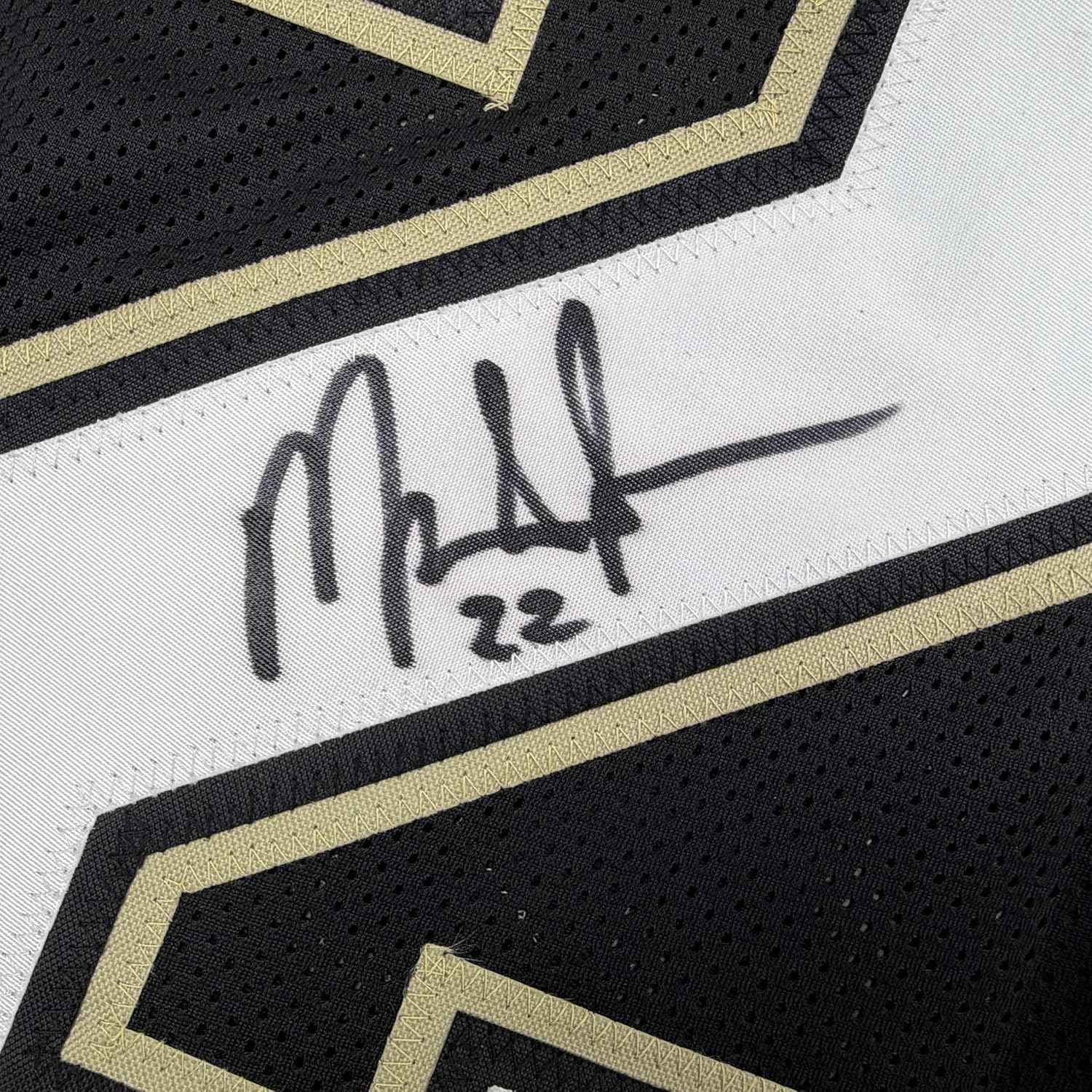 Framed Autographed/Signed Mark Ingram II 35x39 New Orleans Black Alternate Football Jersey JSA COA