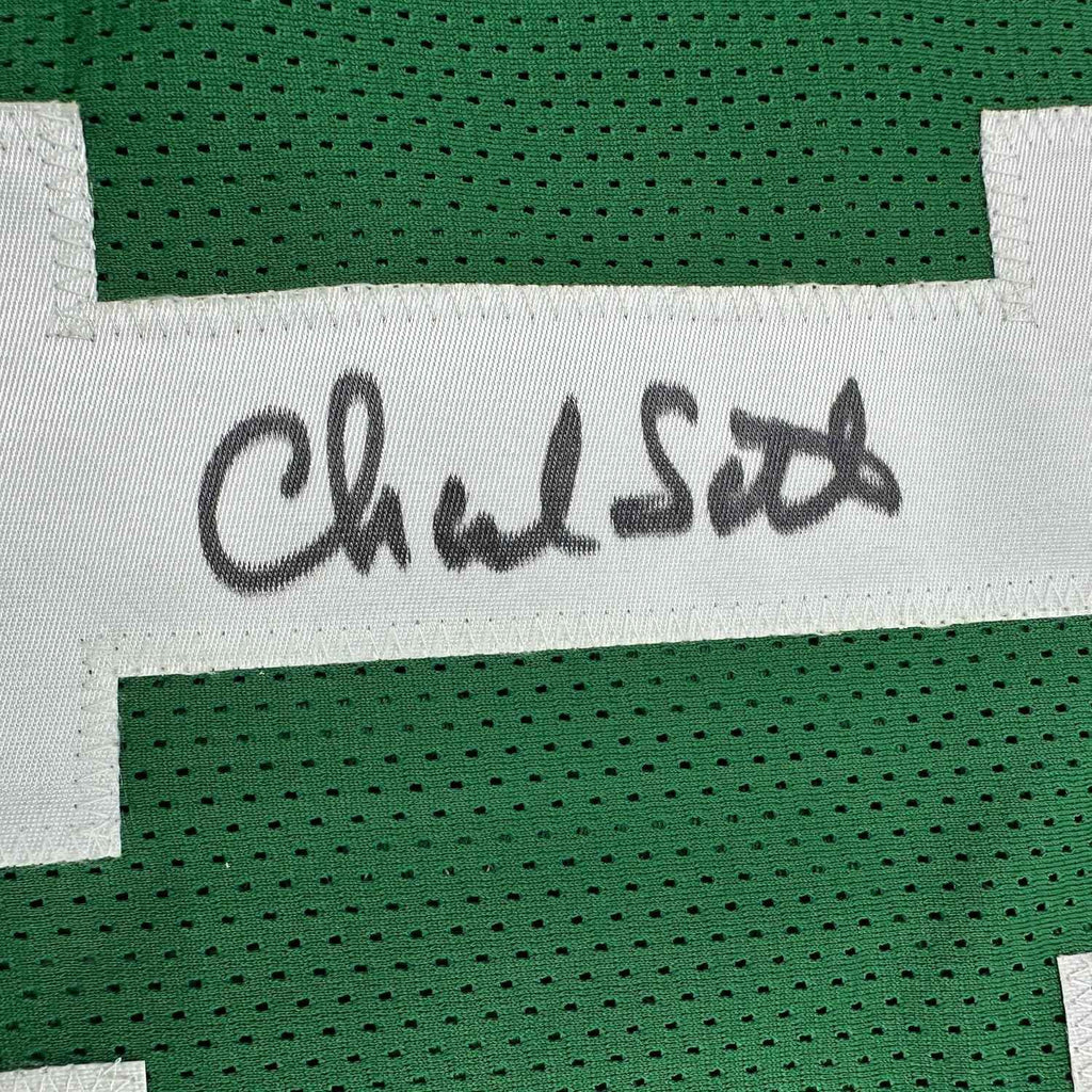 Framed Autographed/Signed Charlie Scott 35x39 Boston Green Basketball Jersey JSA COA