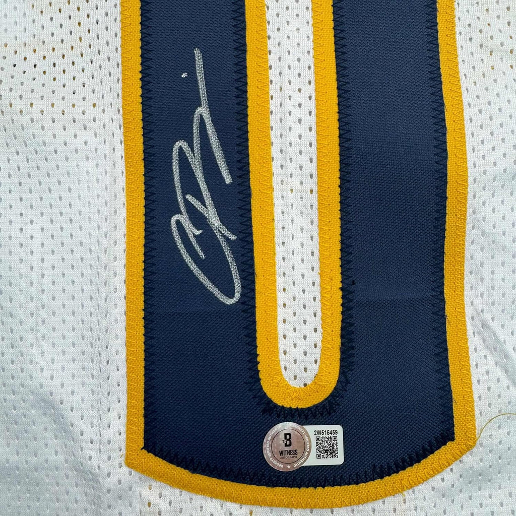 Framed Autographed/Signed Christian Braun 35x39 Denver White Basketball Jersey Beckett BAS COA