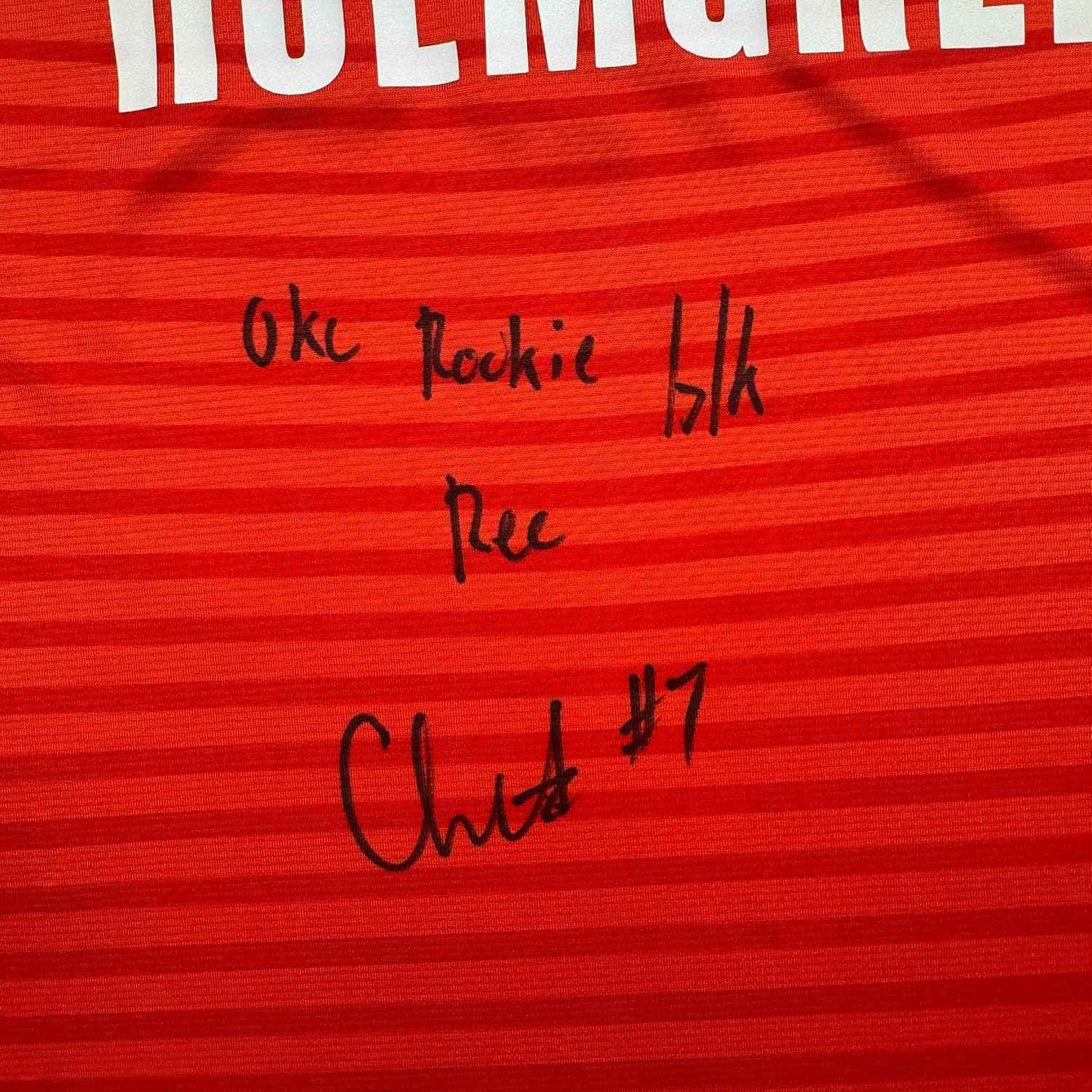 Framed Autographed/Signed Chet Holmgren "OKC Rookie Blk Rec" 35x39 Oklahoma City Thunder Orange Basketball Jersey Beckett BAS COA