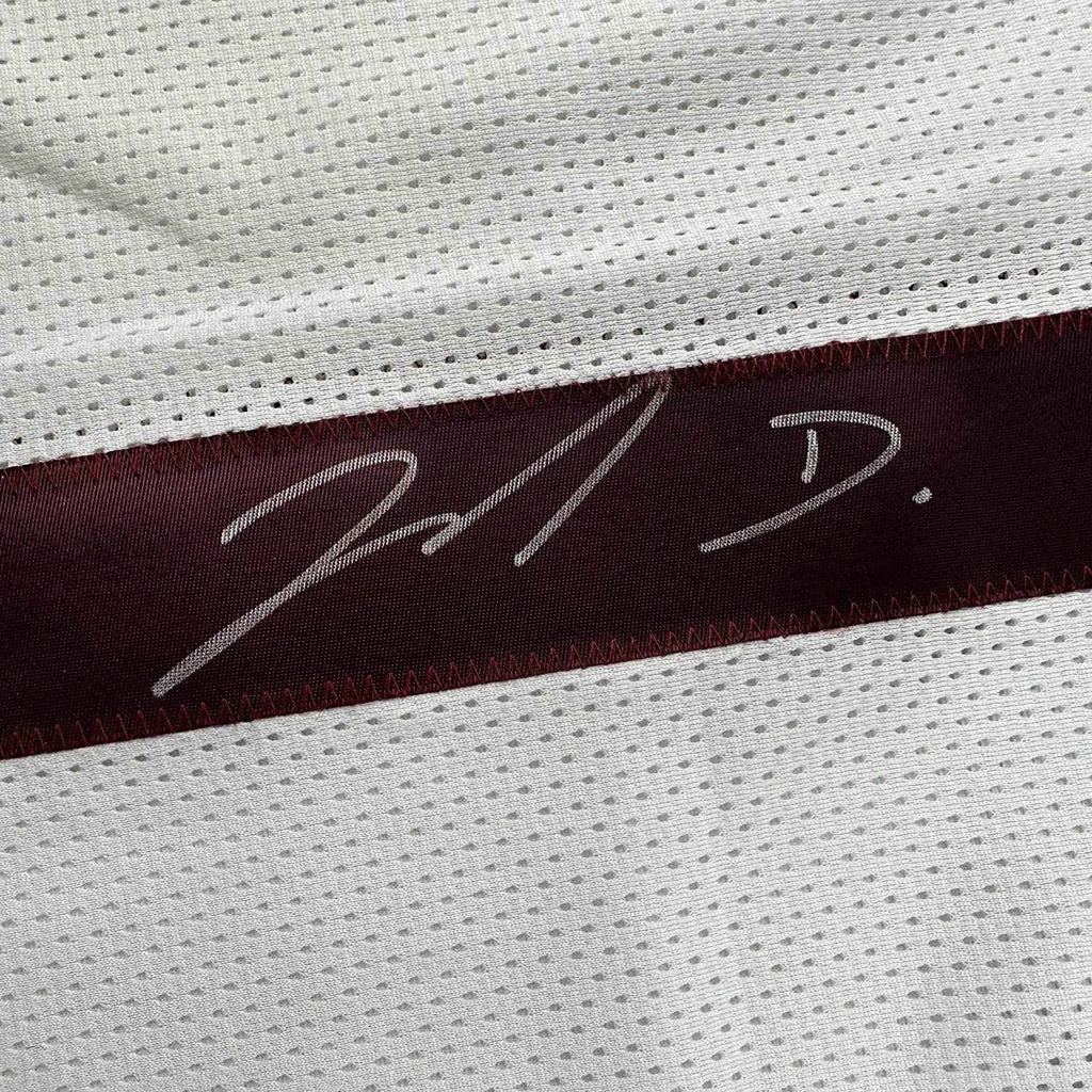 Framed Autographed/Signed Jahan Dotson 35x39 Washington White Football Jersey JSA COA