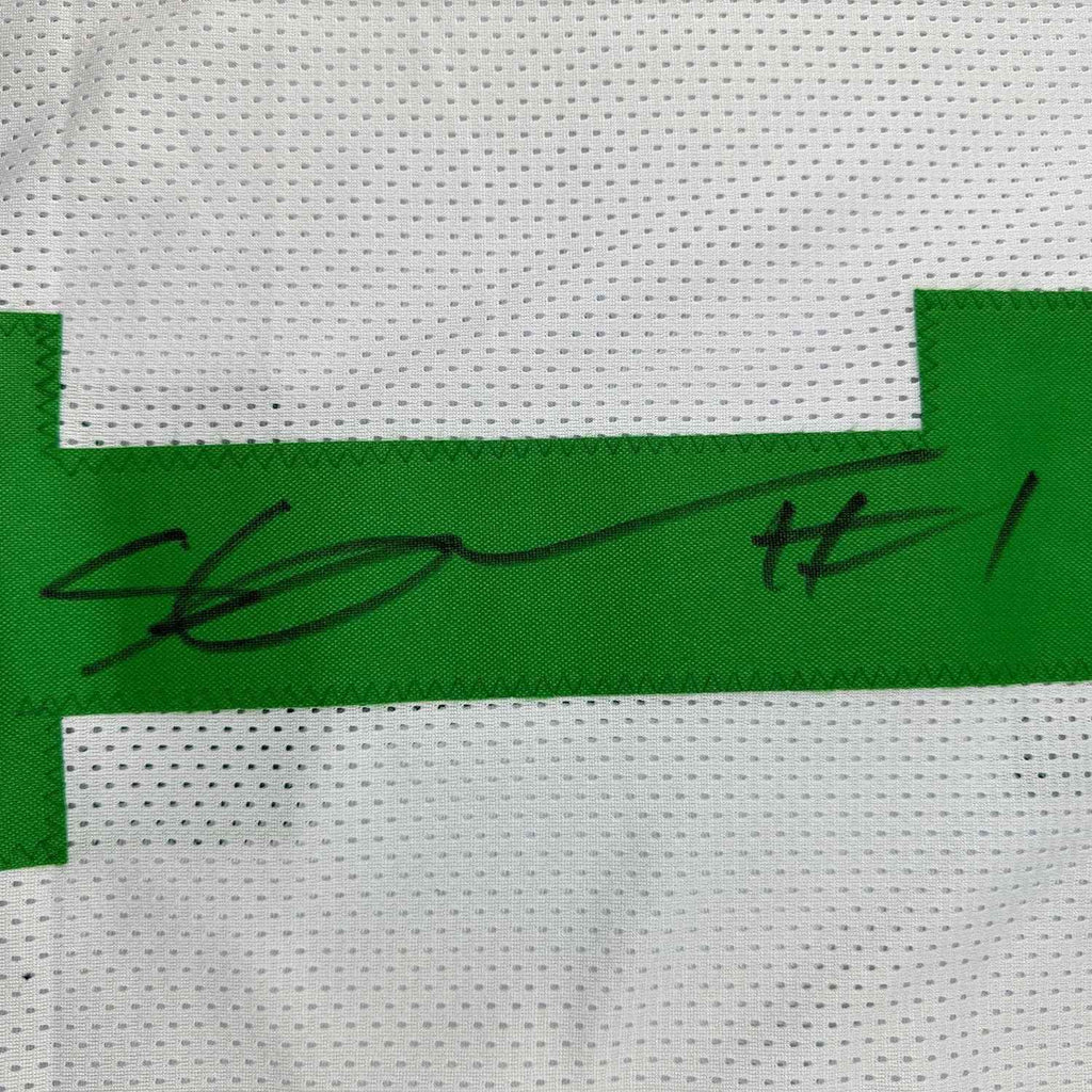 Framed Autographed/Signed Ahmad Sauce Gardner 35x39 New York White Retro Football Jersey Beckett BAS COA