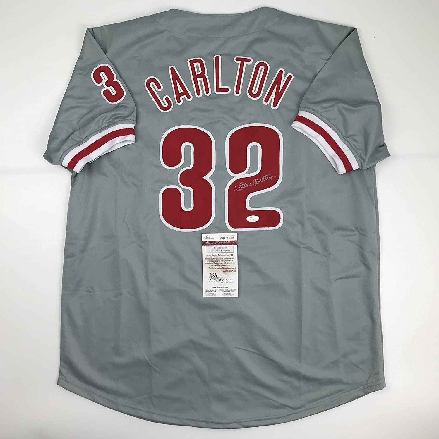 Autographed/Signed Steve Carlton Philadelphia Grey Baseball Jersey JSA COA