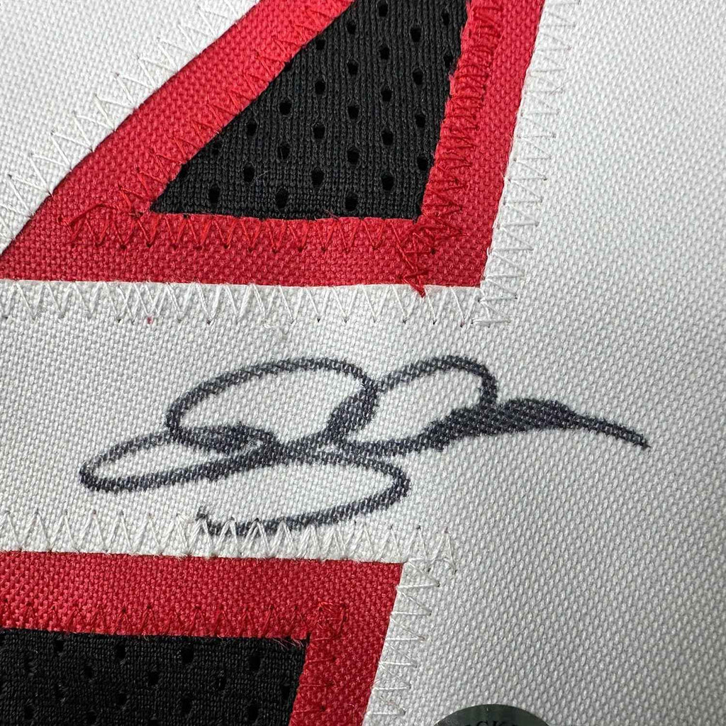 Framed Autographed/Signed Ray Allen 35x39 Miami Black Basketball Jersey Beckett BAS COA