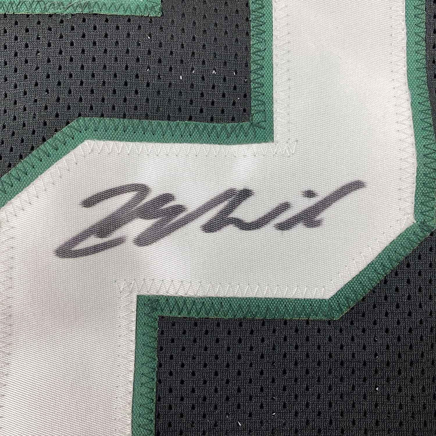 Framed Autographed/Signed Zach Wilson 35x39 New York Black Football Jersey JSA COA