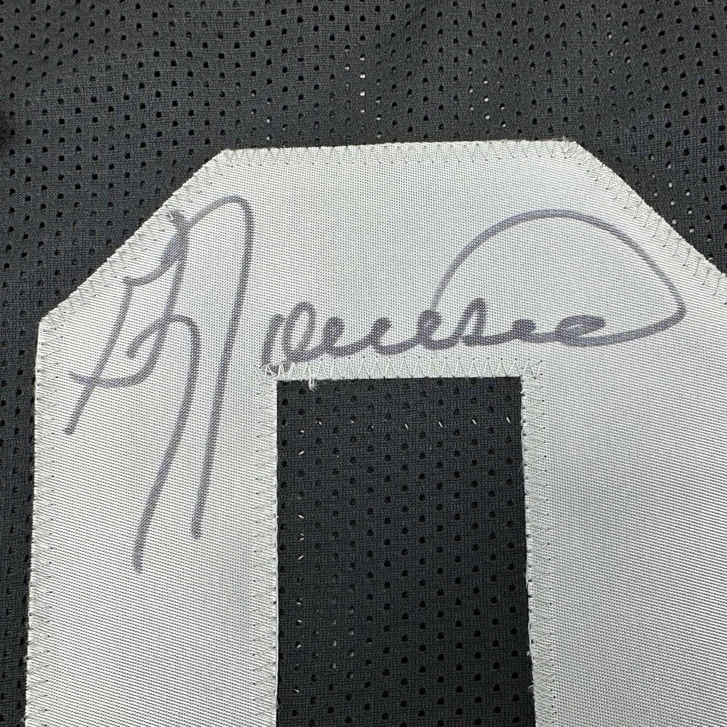 Framed Autographed/Signed Greg Townsend 35x39 Oakland Black Football Jersey JSA COA
