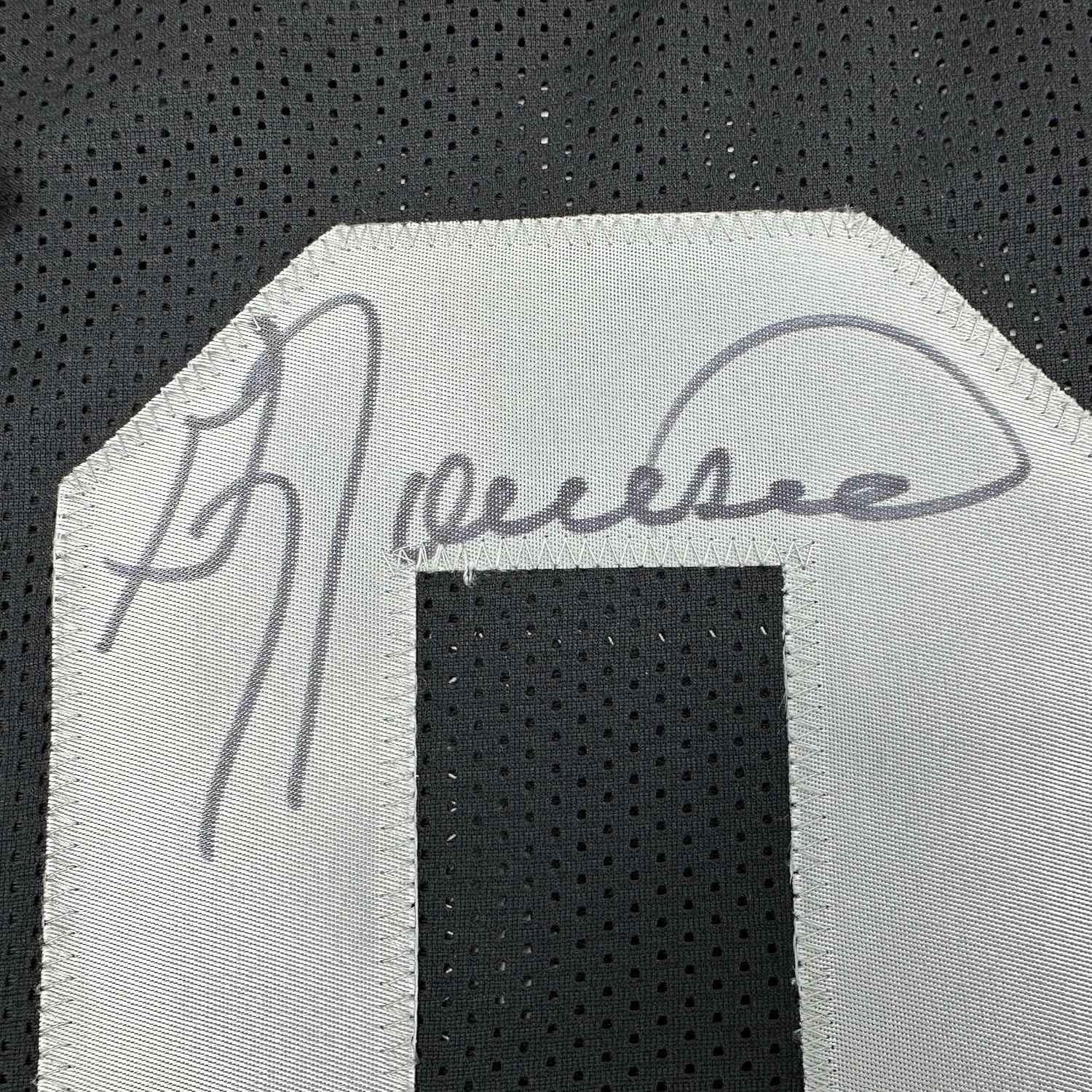 Framed Autographed/Signed Greg Townsend 35x39 Oakland Black Football Jersey JSA COA