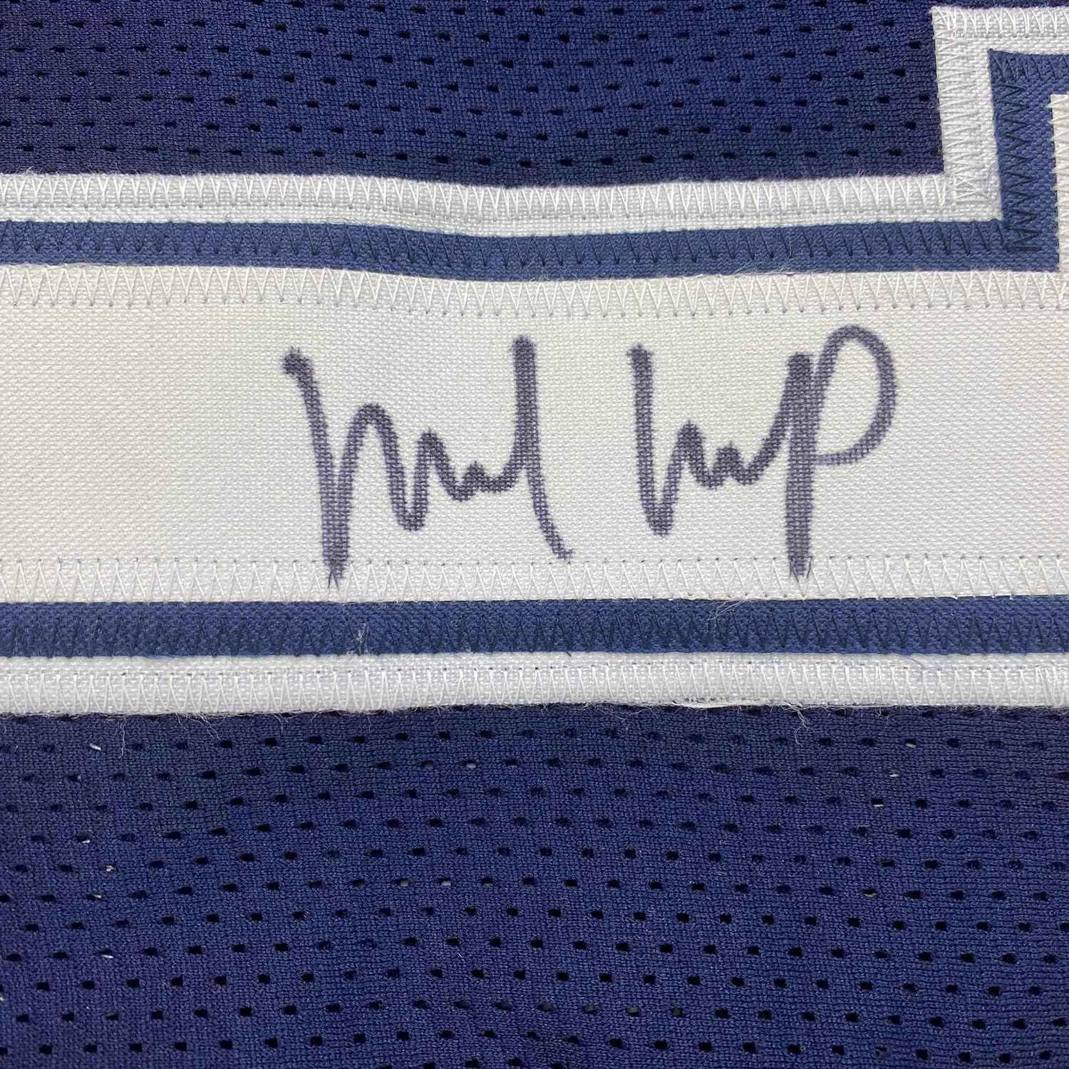 Framed Autographed/Signed Michael Gallup 35x39 Dallas Blue Football Jersey JSA COA