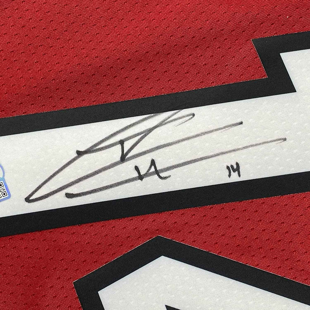 Framed Autographed/Signed Tyler Herro 35x39 Miami Heat Red Authentic Basketball Jersey Fanatics COA