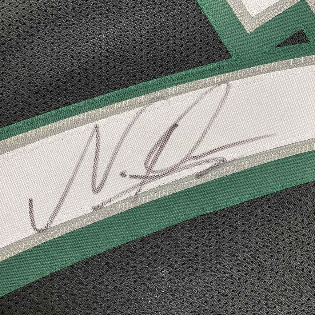 Framed Autographed/Signed Nakobe Dean 35x39 Philadelphia Black Football Jersey JSA COA