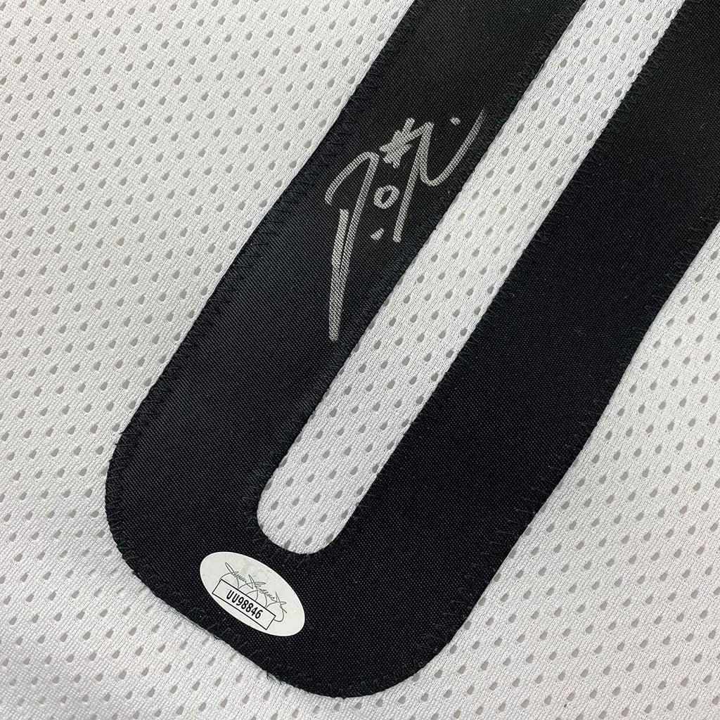 Framed Autographed/Signed Damian Lillard 35x39 Portland White Basketball Jersey JSA COA