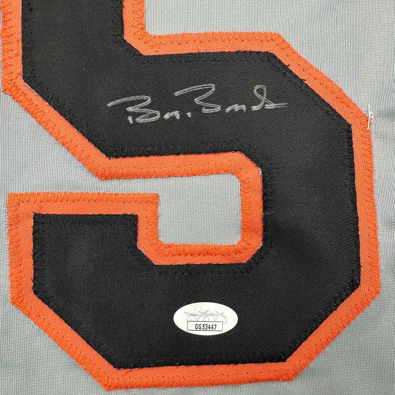 Framed Autographed/Signed Barry Bonds 35x39 San Francisco Grey Baseball Jersey JSA COA