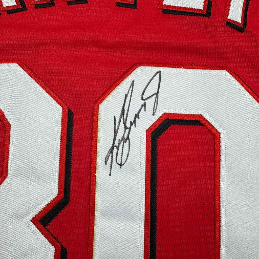Framed Autographed/Signed Ken Griffey Jr. 35x39 Cincinnati Red Baseball Jersey Beckett BAS COA