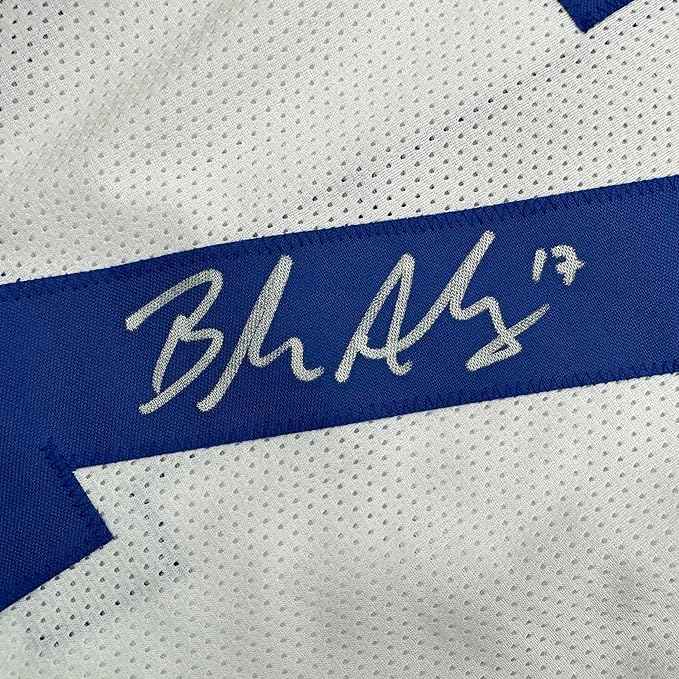 Framed Autographed/Signed Brandon Aubrey 35x39 Dallas White Football Jersey Beckett BAS COA
