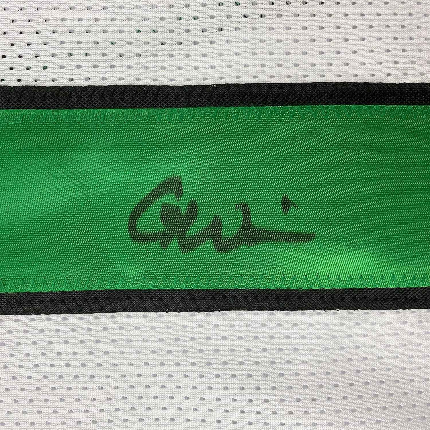 Framed Autographed/Signed Garrett Wilson 35x39 New York White Football Jersey JSA COA
