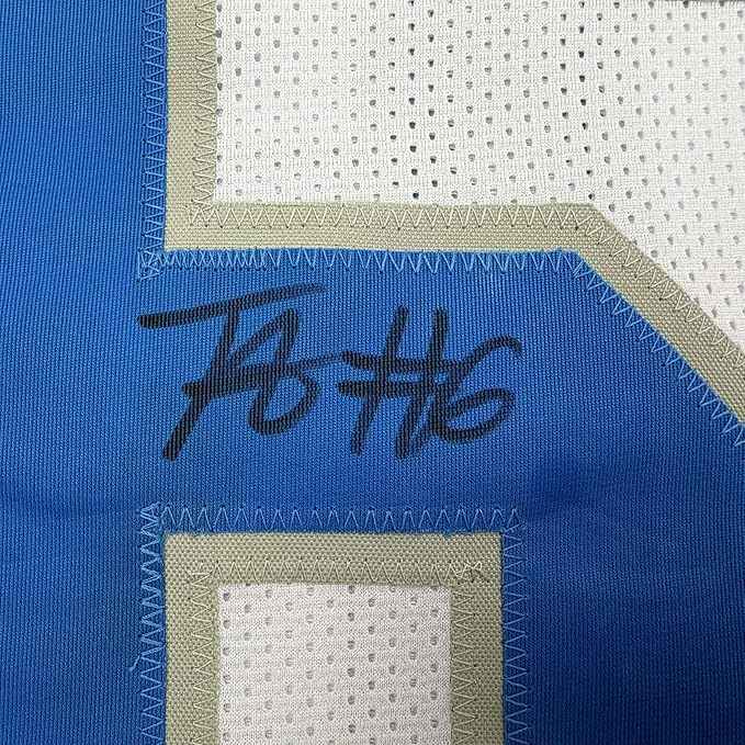 Framed Autographed/Signed Terrion Arnold 35x39 Detroit White Football Jersey Beckett BAS COA