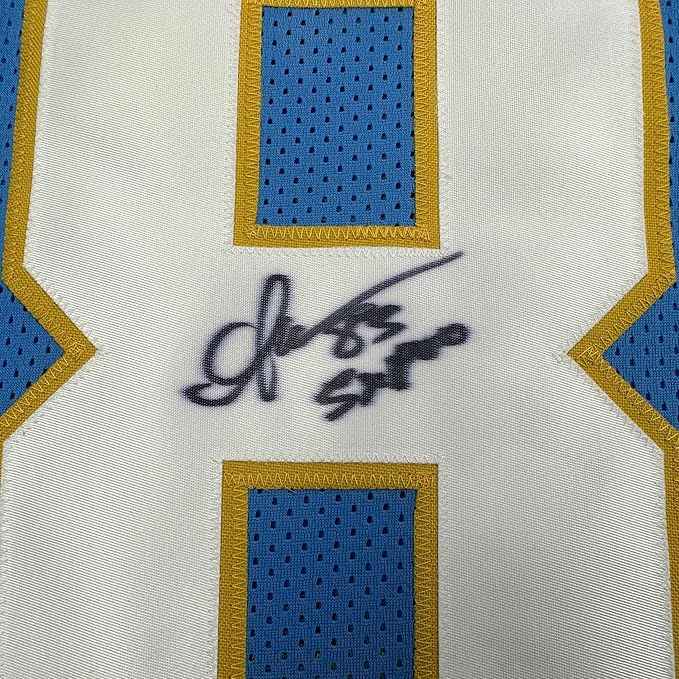 Framed Autographed/Signed Anthony Miller 35x39 San Diego Los Angeles LA Powder Blue Football Jersey JSA COA