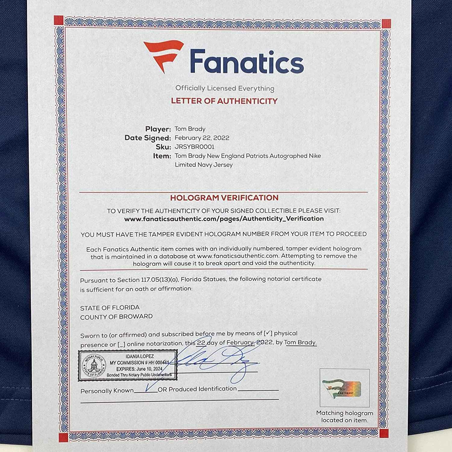 Framed Autographed/Signed Tom Brady 35x39 New England Patriots Blue Authentic Nike Limited Football Jersey Fanatics COA/LOA