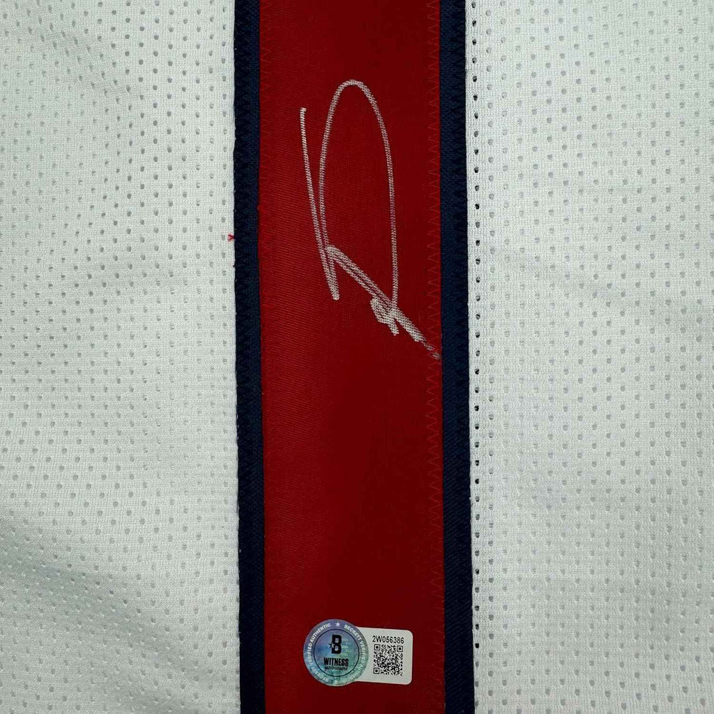 Framed Autographed/Signed Stefon Diggs 35x39 Houston White Football Jersey Beckett BAS COA