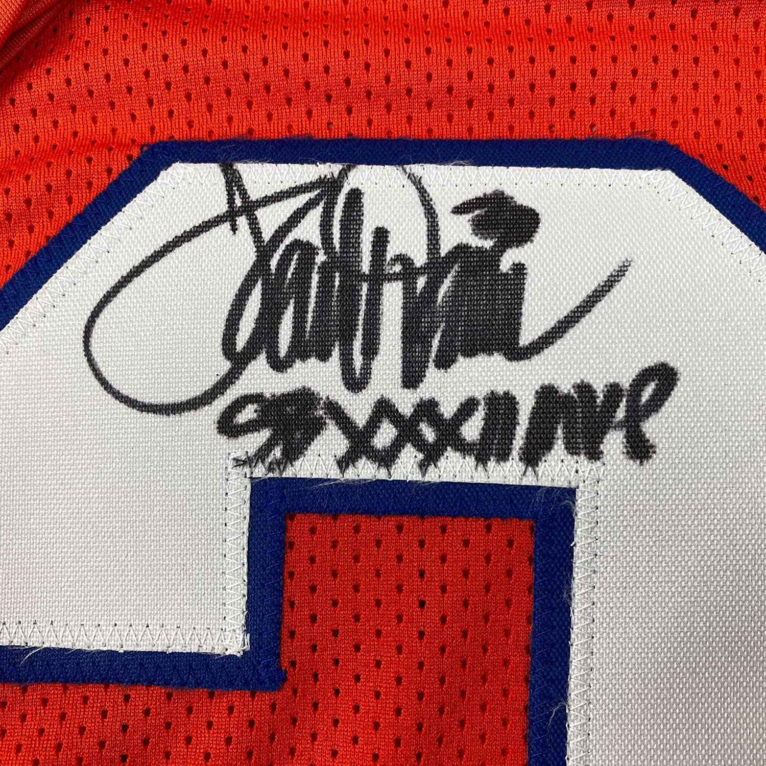 Framed Autographed/Signed Terrell Davis 35x39 SB XXXII MVP Denver Retro Orange Football Jersey JSA COA