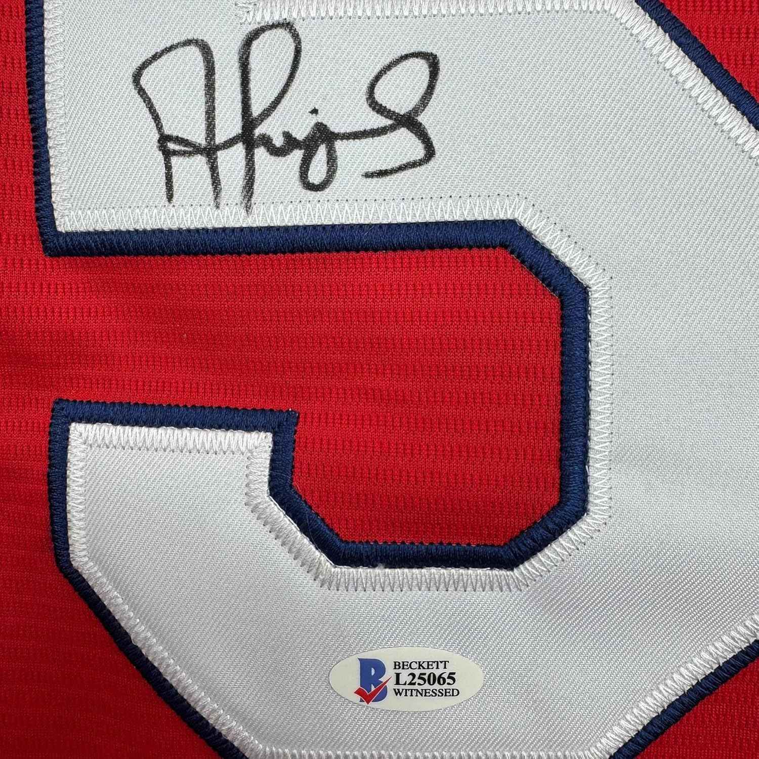 Framed Autographed/Signed Albert Pujols 35x39 St. Louis Red Baseball Jersey Beckett BAS COA