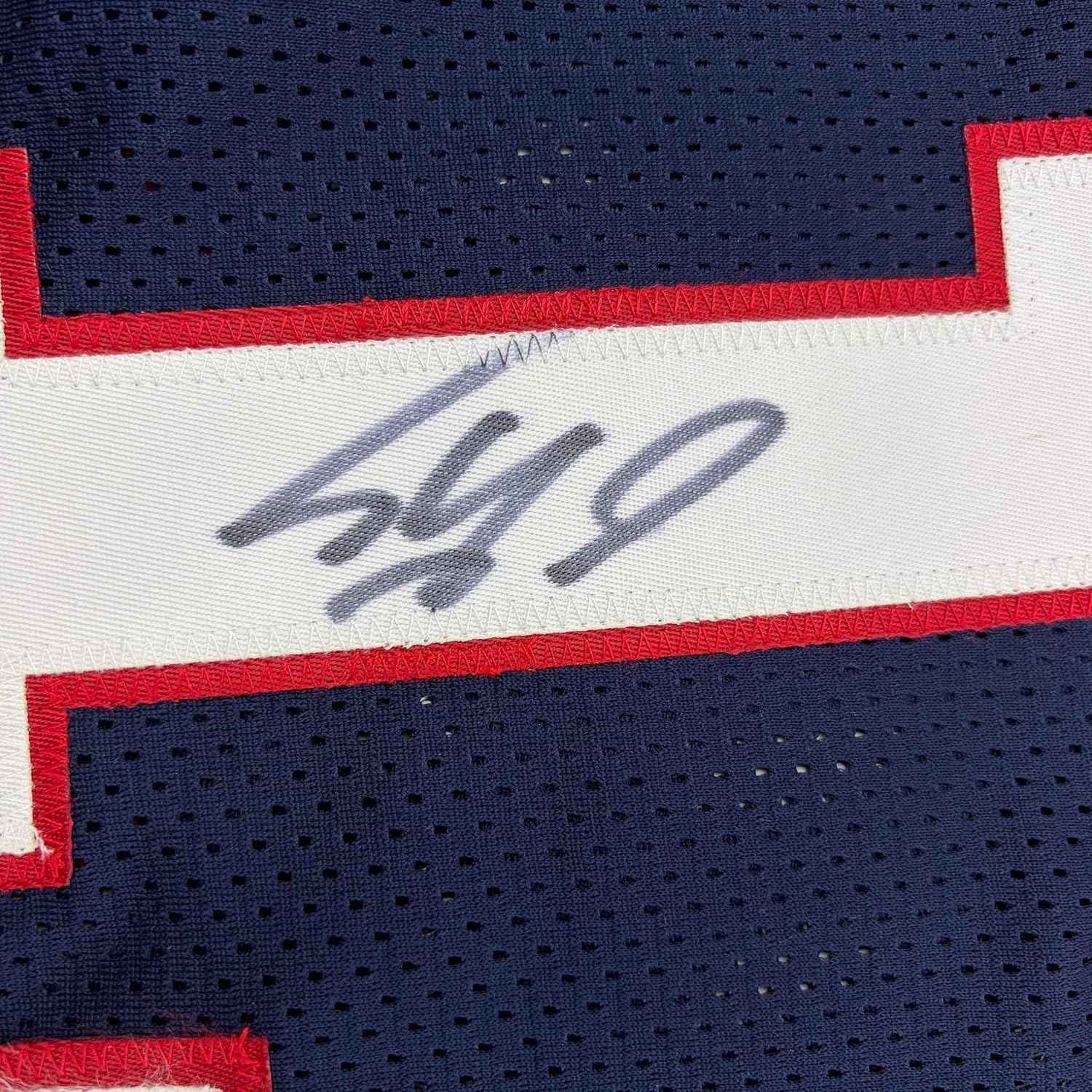 Framed Autographed/Signed Shaquille Shaq O'Neal 35x39 USA United States Blue Basketball Jersey PSA/DNA COA