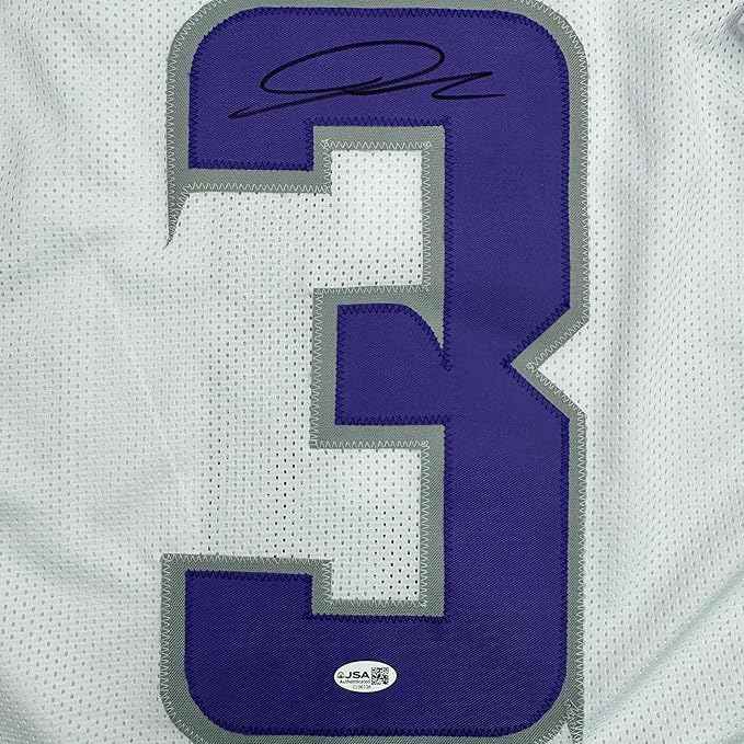 Framed Autographed/Signed Jordan Addison 35x39 Minnesota White Alternate Football Jersey JSA COA