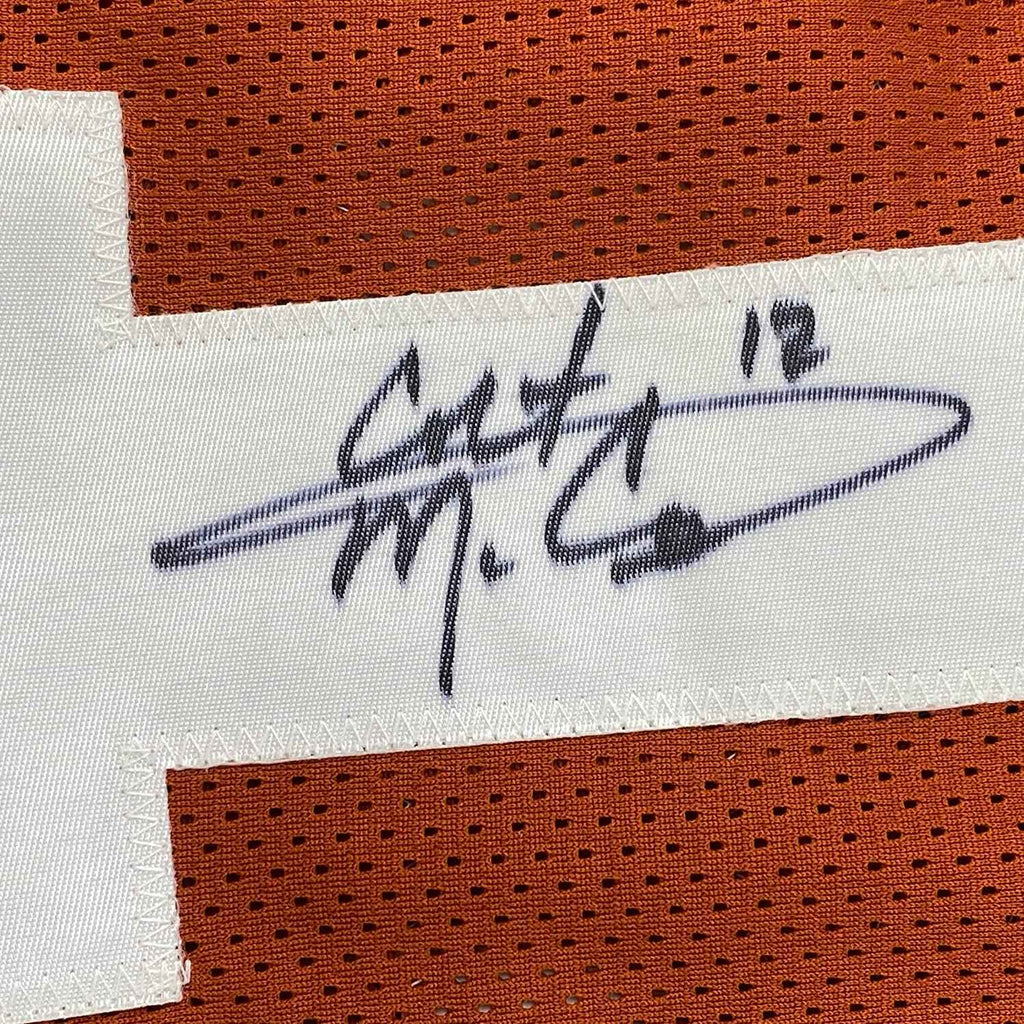 Framed Autographed/Signed Colt McCoy 35x39 Texas Longhorns Orange College Football Jersey JSA COA