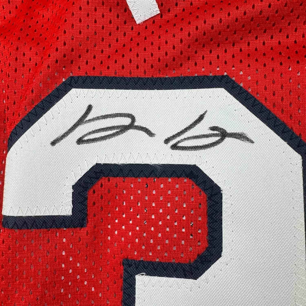 Framed Autographed/Signed Kyle Kuzma 35x39 Washington Red Basketball Jersey Beckett BAS COA