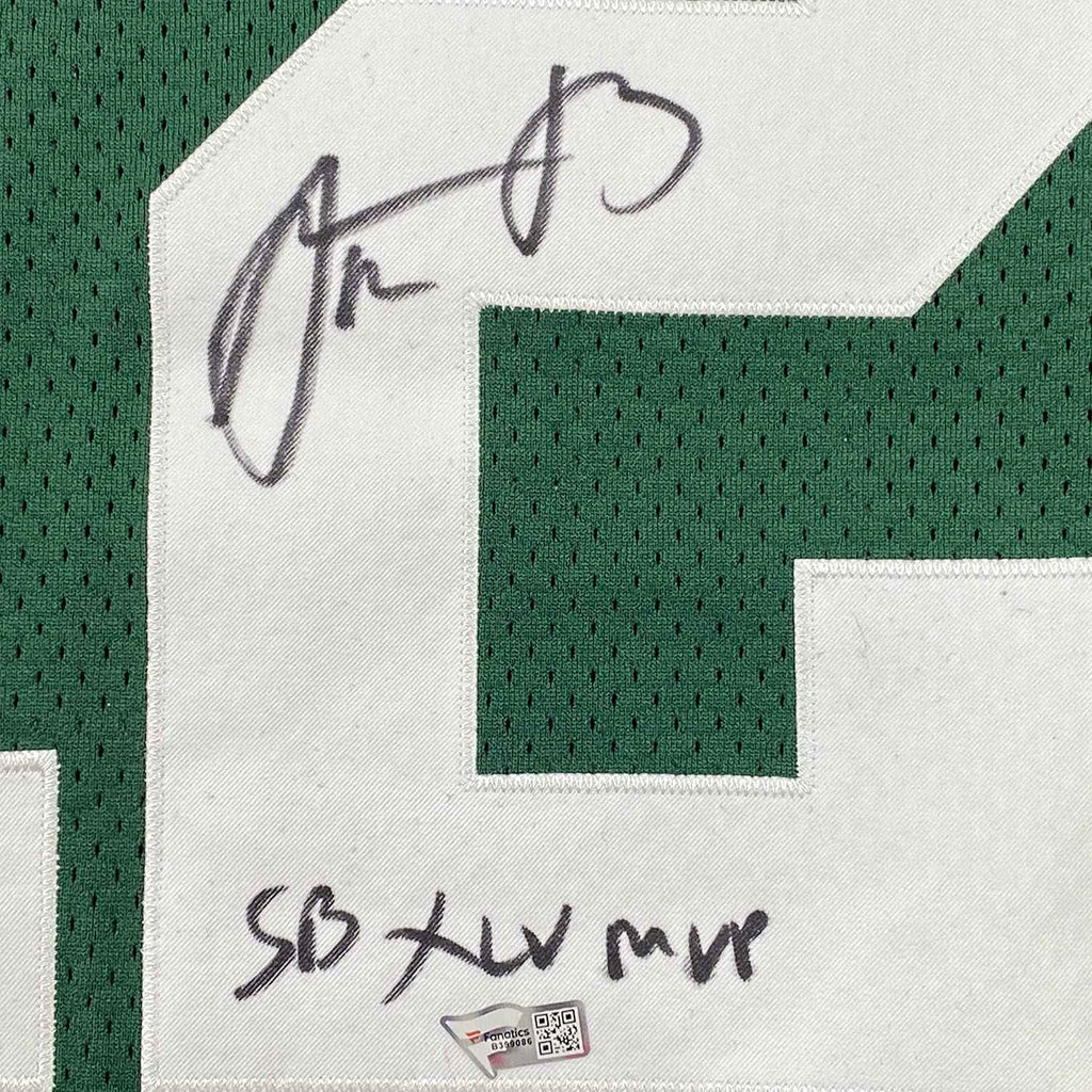 Framed Autographed/Signed Aaron Rodgers 35x39 SB XLV MVP Green Bay Packers Green Authentic Elite Football Jersey Fanatics COA