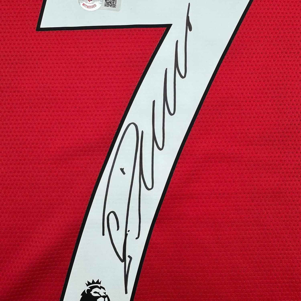 Framed Autographed/Signed Cristiano Ronaldo 35x39 Manchester United Red Soccer Jersey Beckett BAS COA