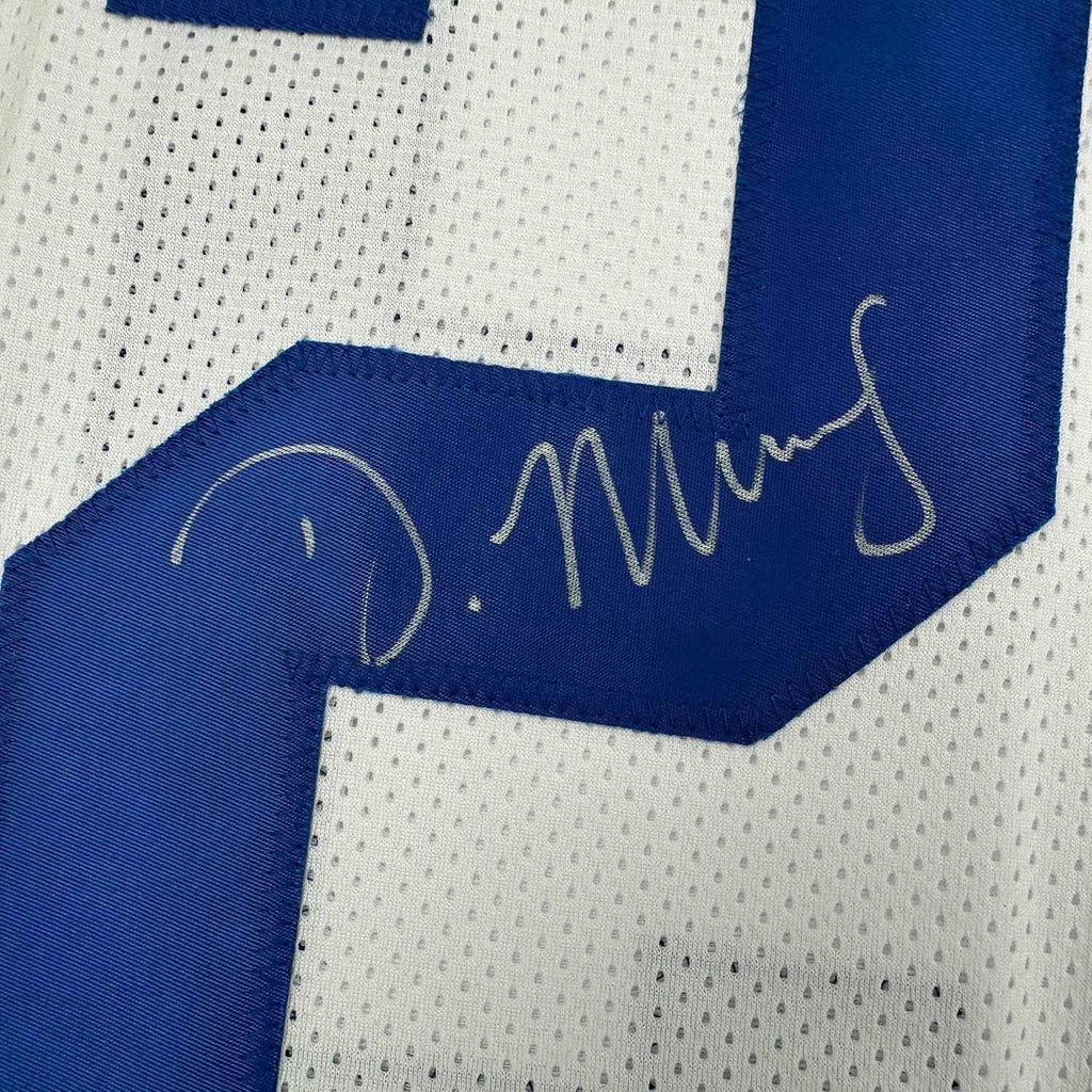 Framed Autographed/Signed DeMarco Murray 35x39 Dallas White Football Jersey JSA COA