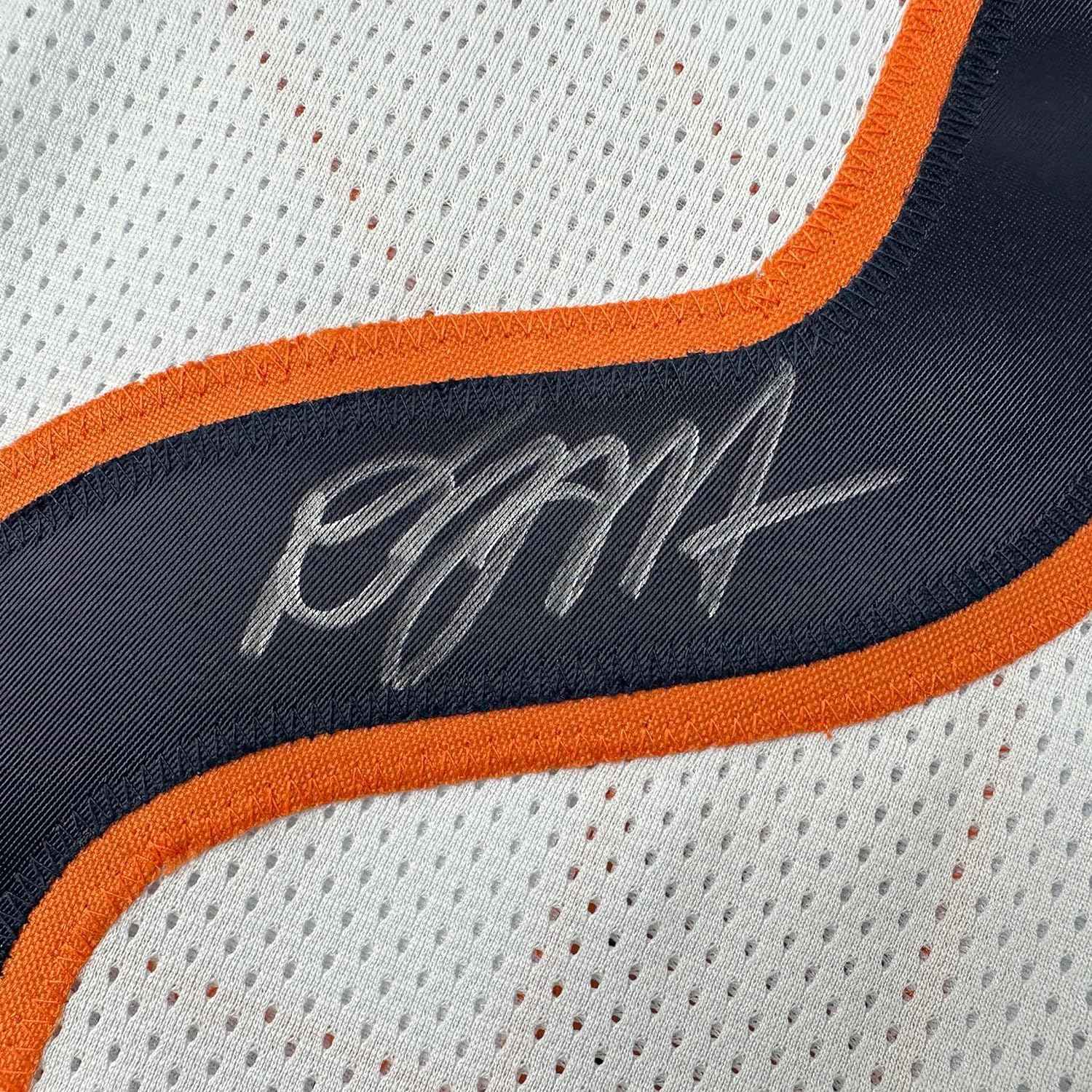 Framed Autographed/Signed D.J. DJ Moore 35x39 Chicago White Football Jersey Beckett BAS COA