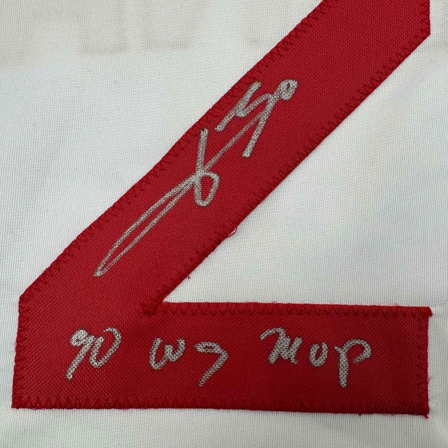 Framed Autographed/Signed Jose Rijo 35x39 90 WS MVP Cincinnati White Baseball Jersey Beckett BAS COA