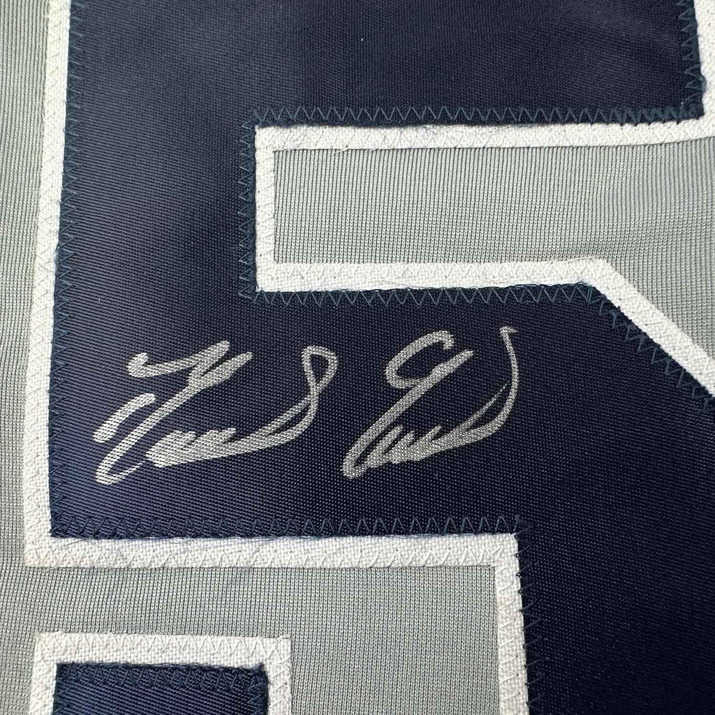 Framed Autographed/Signed Domingo German 35x39 New York Grey Baseball Jersey JSA COA