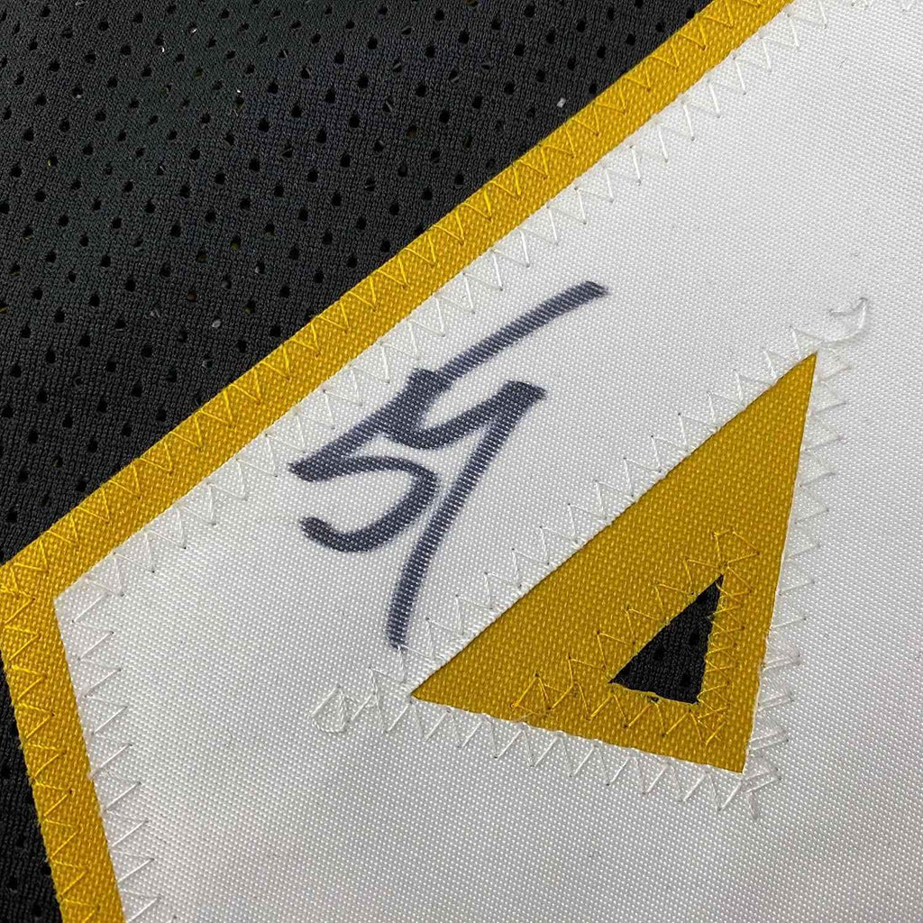 Framed Autographed/Signed Shaquille Shaq O'Neal 35x39 Los Angeles LA Black Basketball Jersey JSA COA
