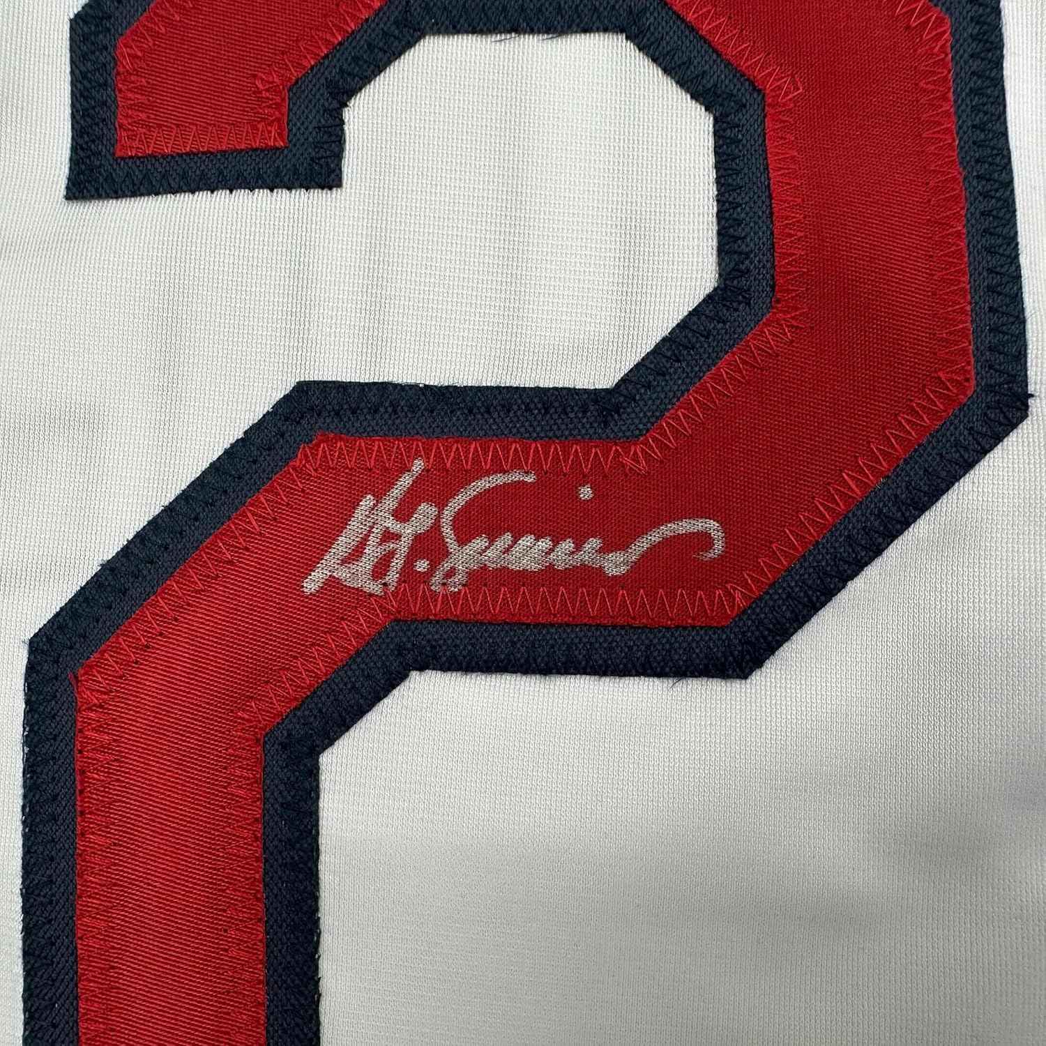 Framed Autographed/Signed Ted Simmons 35x39 St. Louis White Baseball Jersey JSA COA