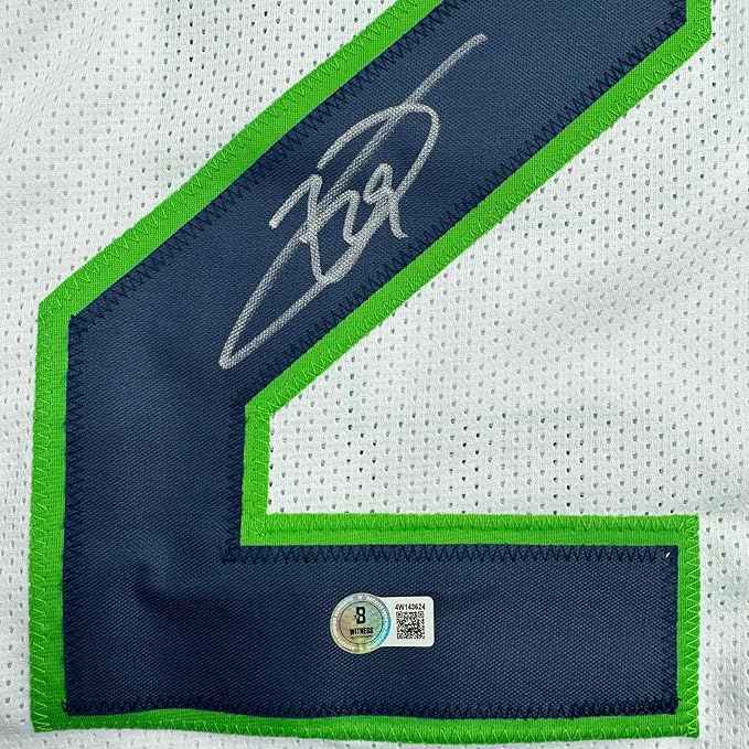 Framed Autographed/Signed Earl Thomas III 35x39 Seattle White Football Jersey Beckett BAS COA