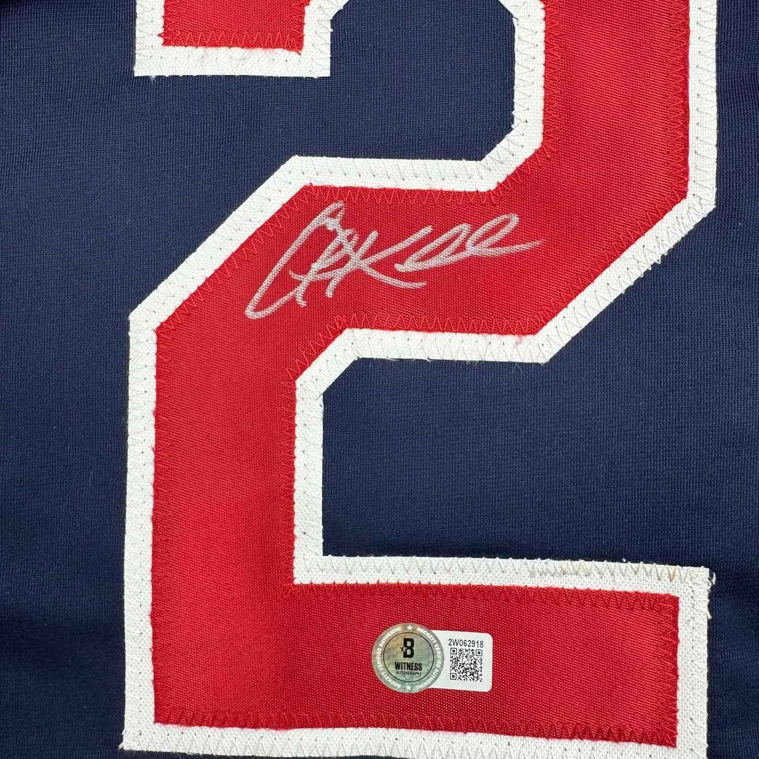 Framed Autographed/Signed Corey Kluber 35x39 Cleveland Blue Baseball Jersey Beckett BAS COA